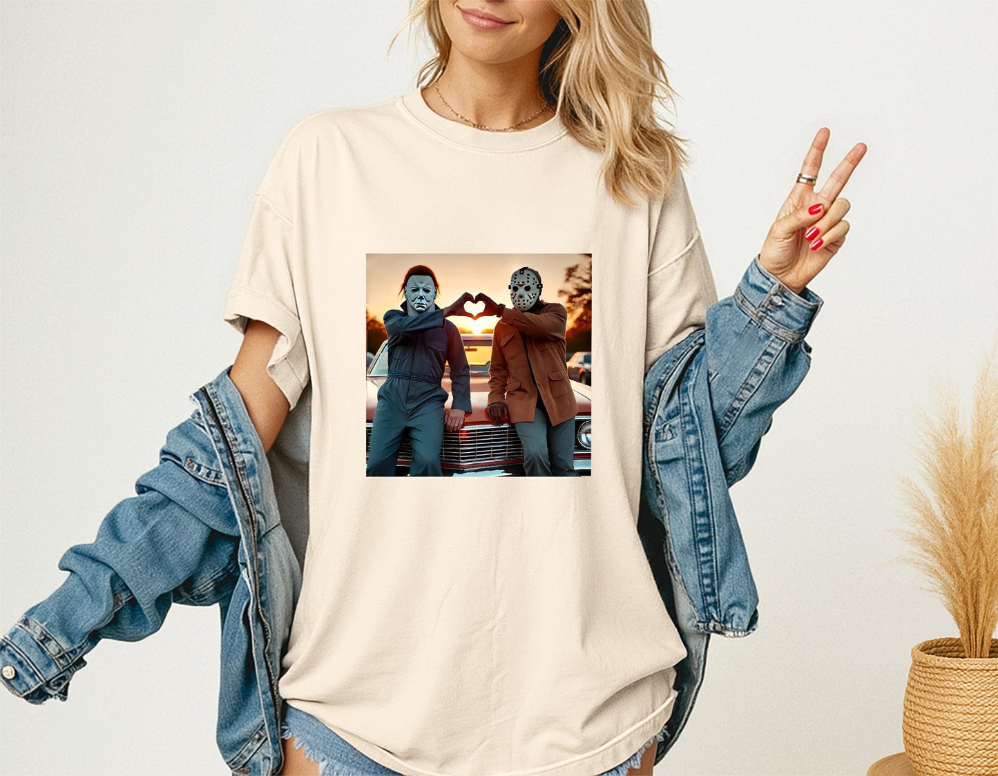 90s Horror Movie Shirt, Michael and Jason Heart Hands Shirt,