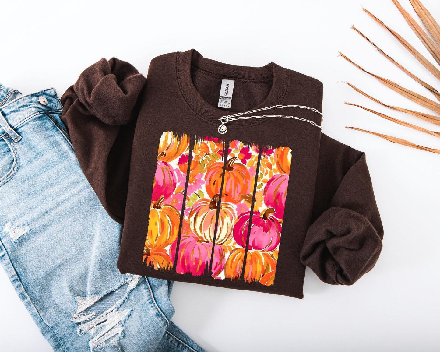 Fall Brushstroke Pumpkin Sweatshirt, Autumn Pumpkin Sweater,