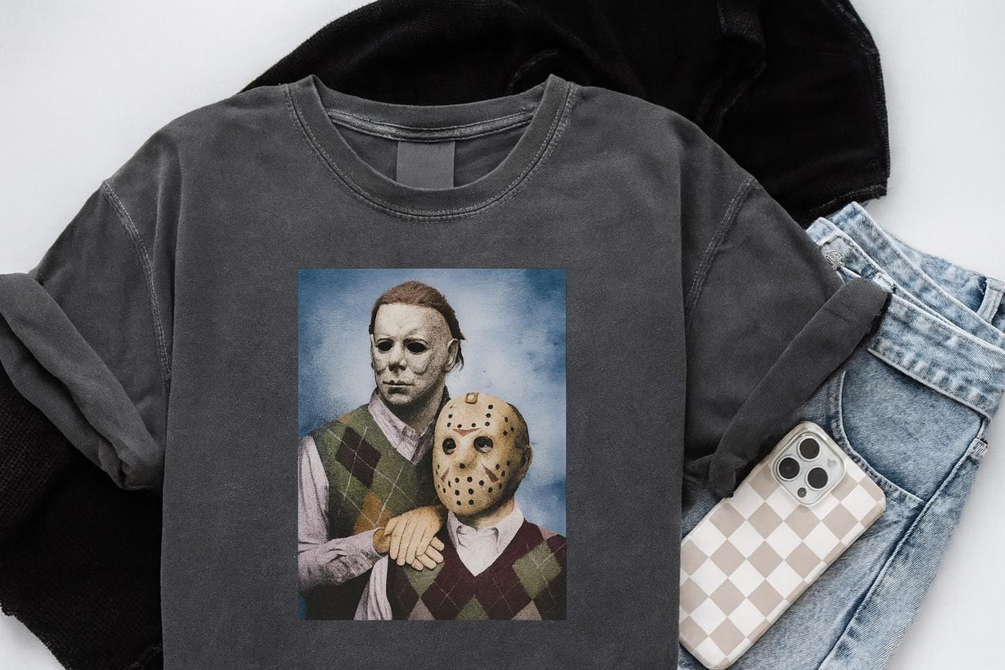 Michael Myers and Jason Shirt, Retro Horror Movie Icons , Funny