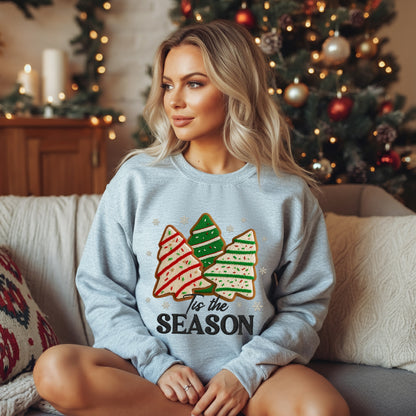 ‘Tis The Season Christmas Tree Cookie Sweatshirt , Cozy Holiday Pullover, Festive Winter Crewneck for Women, Christmas Cookies Sweater, Xmas Cute Sweaters