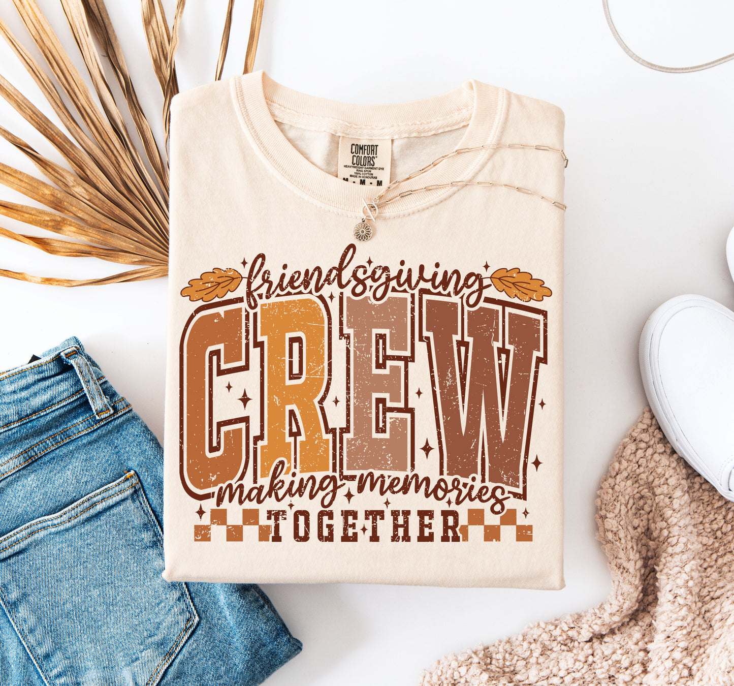 Friendsgiving Crew Shirt – Matching Thanksgiving Tees | Making Memories Together | Cute Fall Graphic T-Shirt for Friends | Cozy Holiday Outfit | Thanksgiving Shirt For Friends