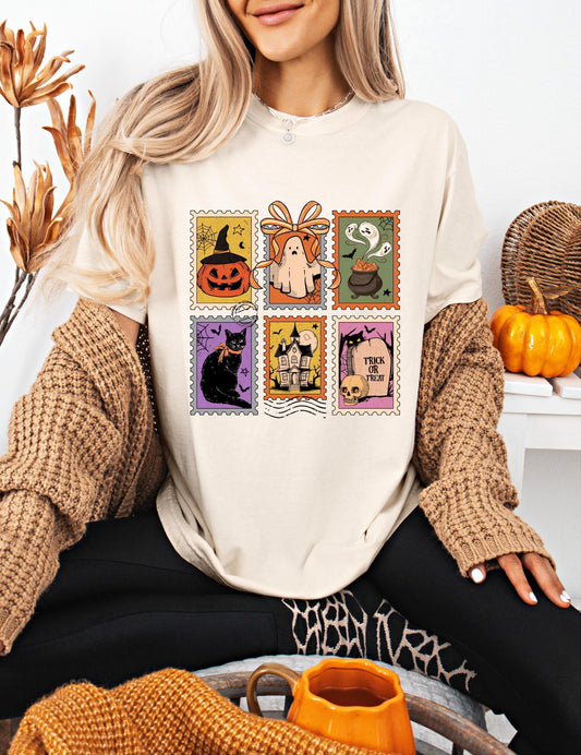 Comfort Colors® Halloween Shirt, Cute Pumpkin Ghost Cat Shirt,