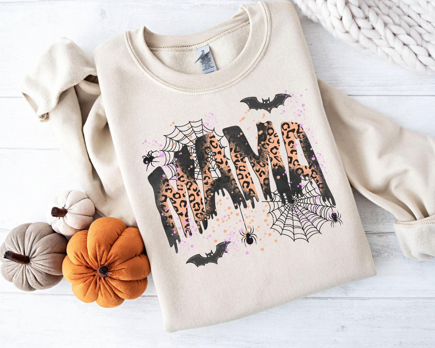 Mama Halloween Sweatshirt, Cheetah Print Mama Sweater, Mom