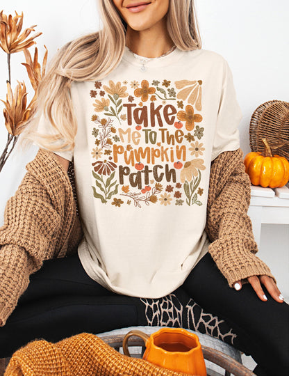 Pumpkin Patch , Fall Graphic for Women, Retro Autumn Shirt, Cute