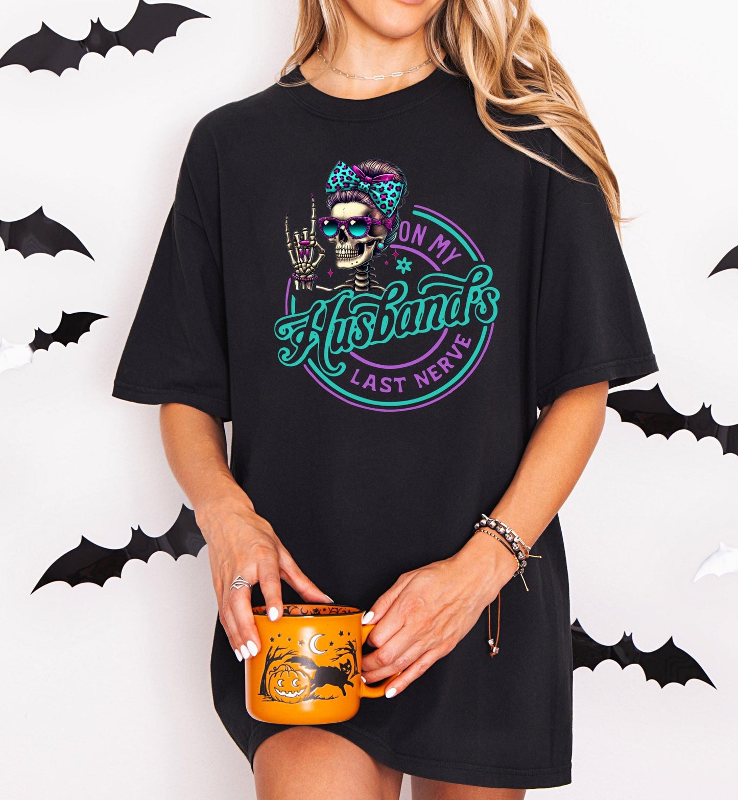 On My Husbands Last Nerve Halloween Shirt, Sarcastic Sassy Mom ,