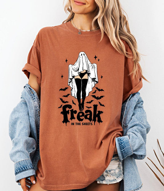 Freak in the Sheets Shirt, Funny Ghost Halloween Shirt, Adult