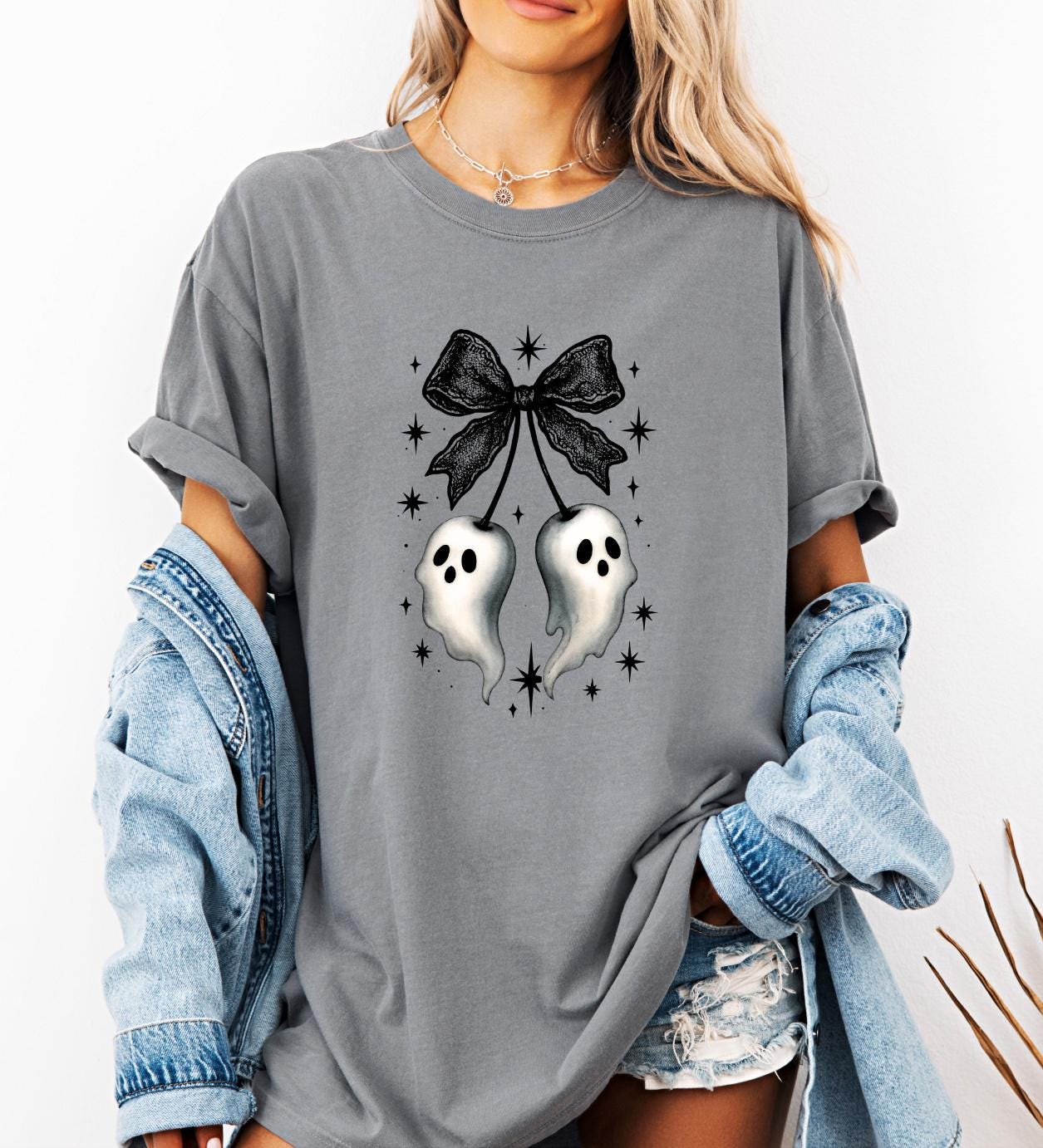 Ghost with Lace Bow Halloween Shirt, Croquette Ghost , Cute