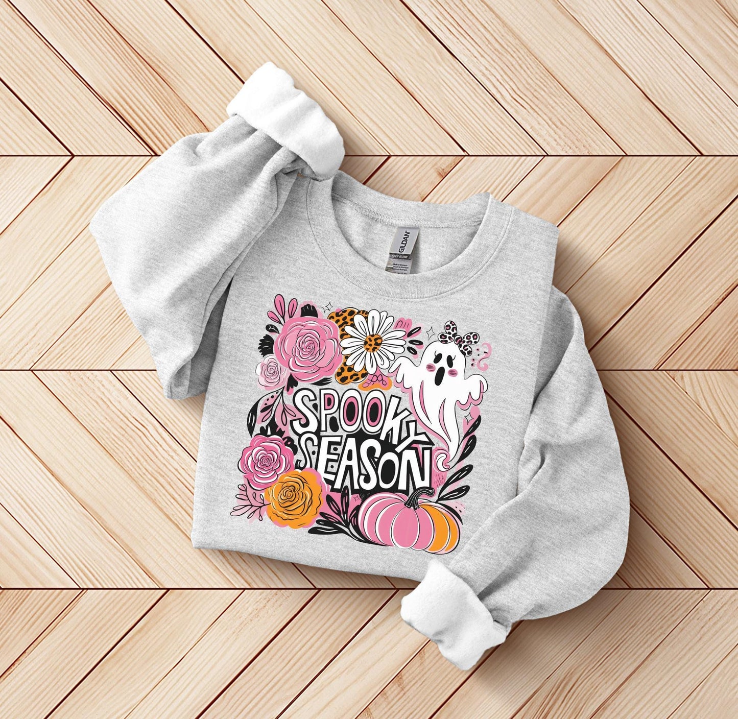 Ghost in Flowers Sweatshirt | Spooky Seasons Sweaters | Cute