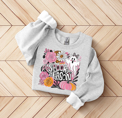 Ghost in Flowers Sweatshirt | Spooky Seasons Sweaters | Cute
