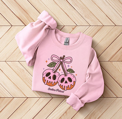 Caution Poison Cherries Halloween Sweater, Spooky Cute Halloween