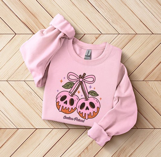 Caution Poison Cherries Halloween Sweater, Spooky Cute Halloween