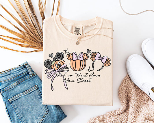 Comfort Colors Disney Shirt, Trick or Treat Down Mainstreet ,