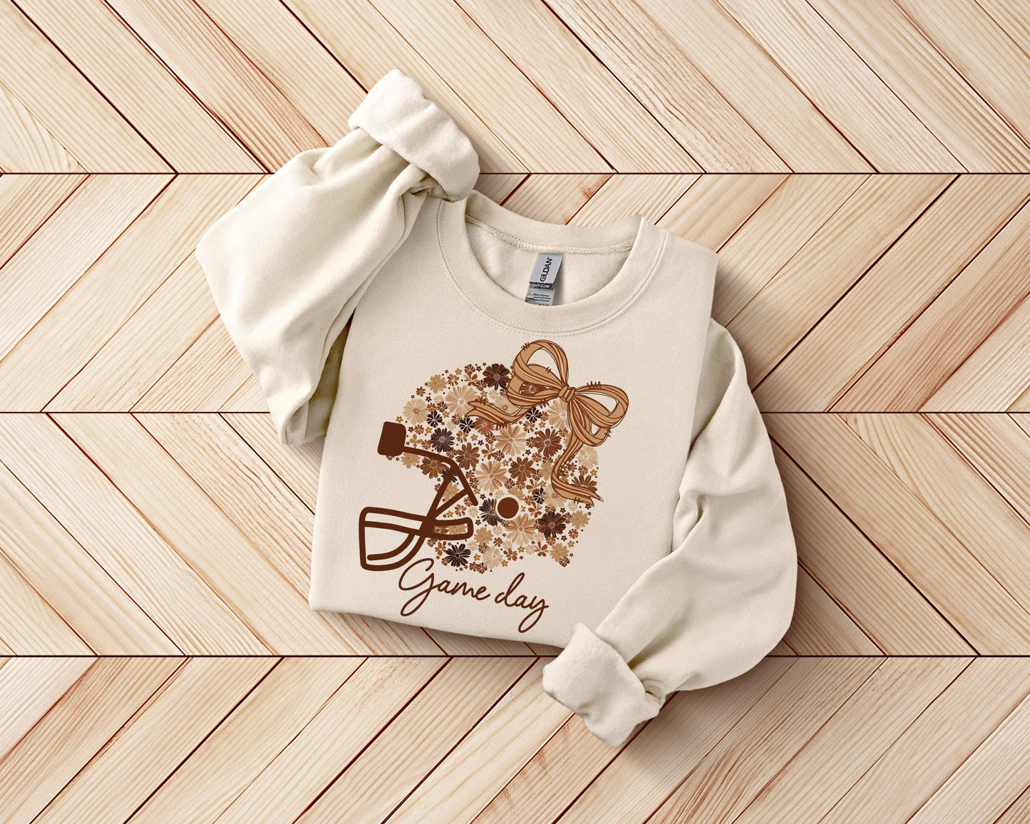 Game Day Flower Helmet Sweatshirt | Cute Football Crewneck |