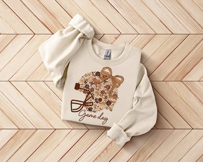 Game Day Flower Helmet Sweatshirt | Cute Football Crewneck |