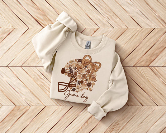 Game Day Flower Helmet Sweatshirt | Cute Football Crewneck |