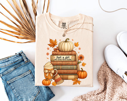 Comfort Colors Just a Girl Who Loves Fall and Books Shirt,