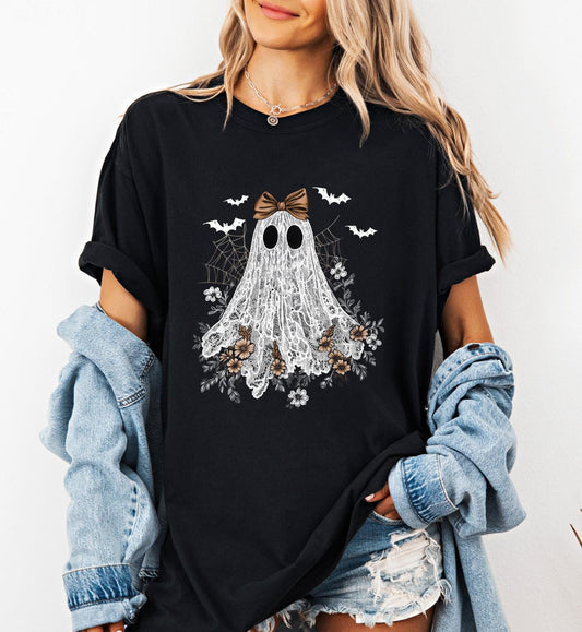 Ghost with Bow Halloween Shirt | Cute Spooky Halloween | Fall