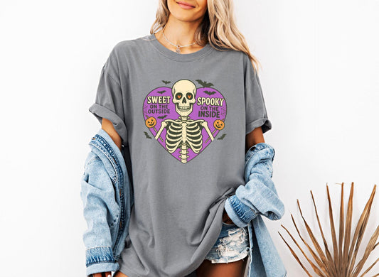Sweet on the Outside Spooky on the Inside Shirt, Skeleton Heart