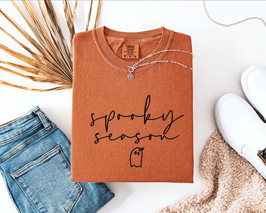 Spooky Season Minimalist Ghost Comfort Colors Shirt | Simple