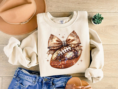 Football Bow Sweatshirt, Football Mom Gift, Game Day Sweater,