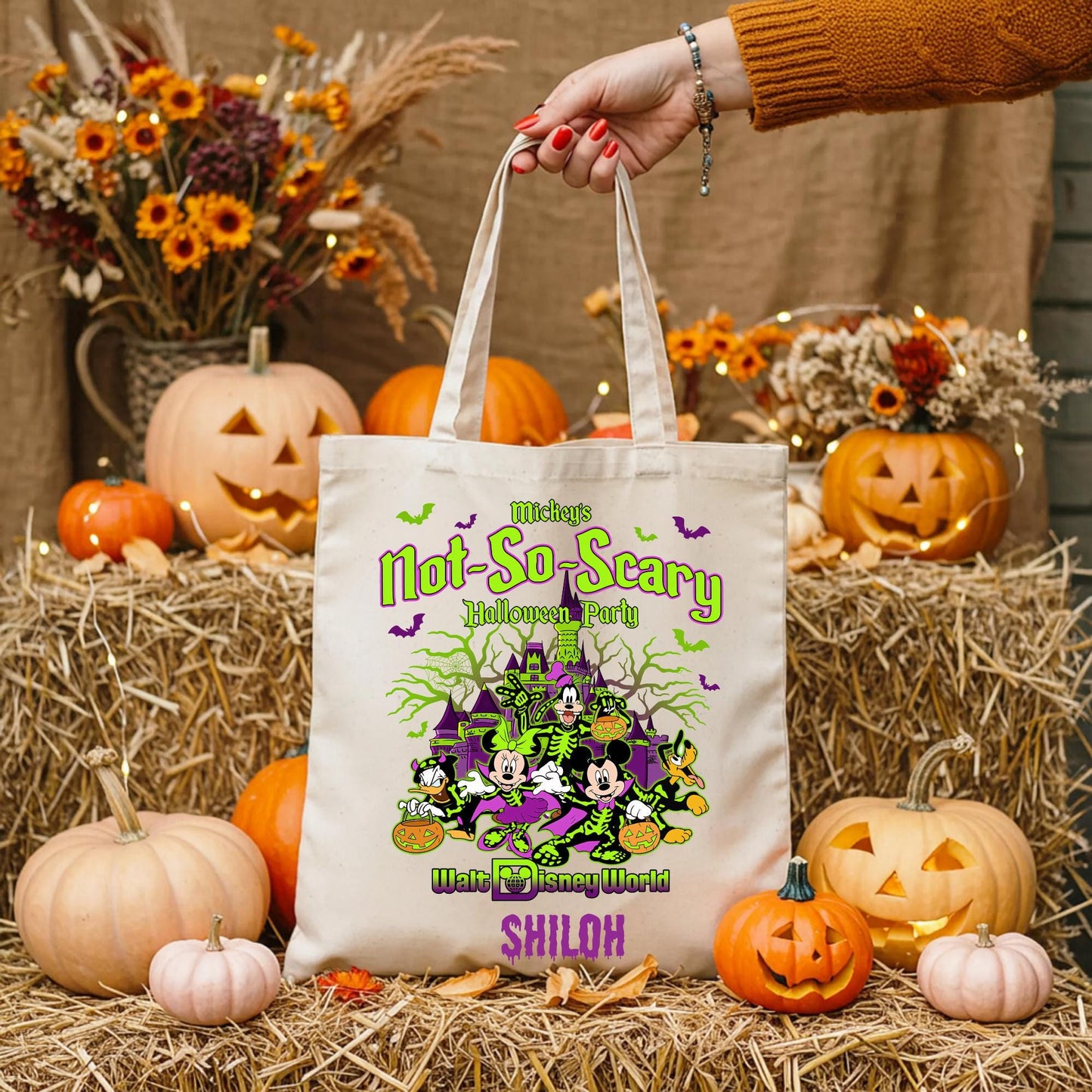 Personalized Halloween Trick or Treat Bag, Mickey and Friends