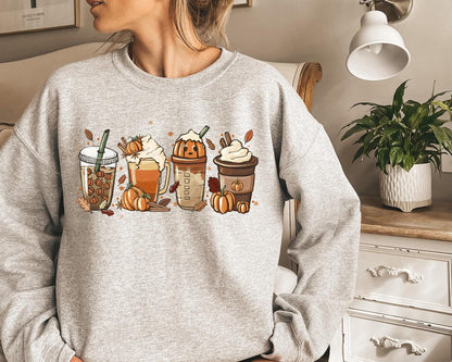 Halloween Spooky Coffee Latte Sweatshirt, Fall Cozy Pullover,