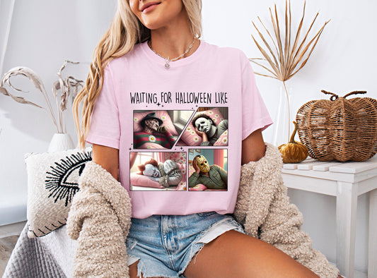 Comfort Colors® Waiting for Halloween Shirt, Horror Movie