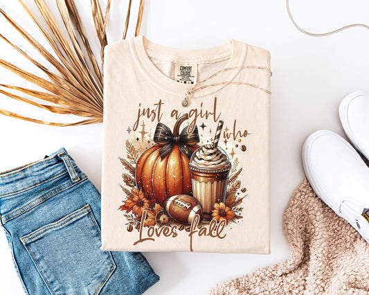 Comfort Colors Fall Shirt, Just a Girl Who Loves Fall , Coffee
