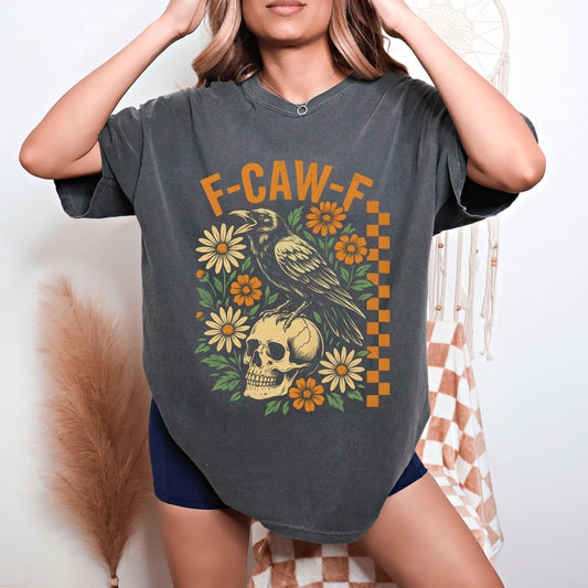 Comfort Colors Halloween Shirt, F CAW F Shirt with Crow, Funny