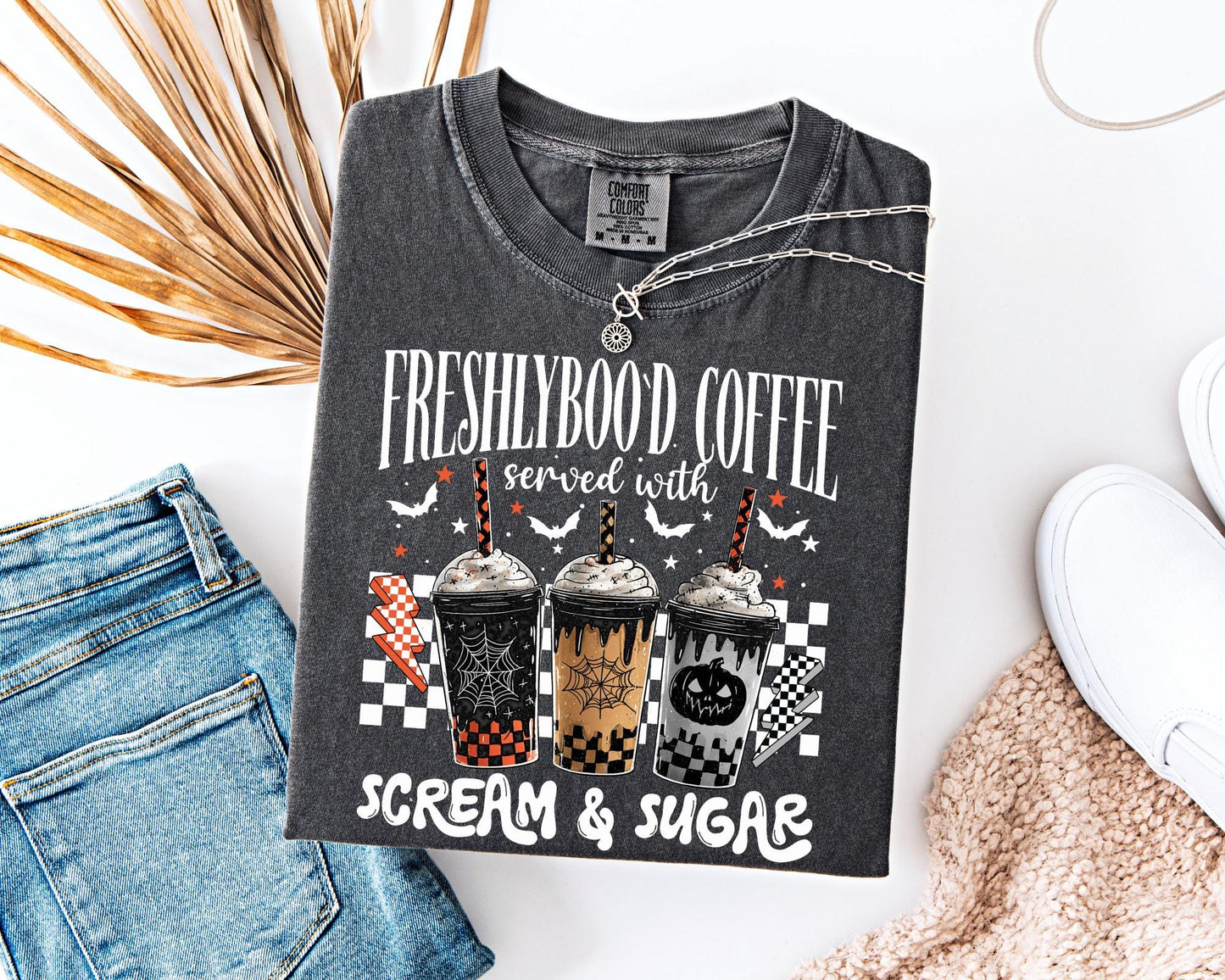 Freshly Boo’d Comfort Colors Shirt, Halloween Coffee , Scream