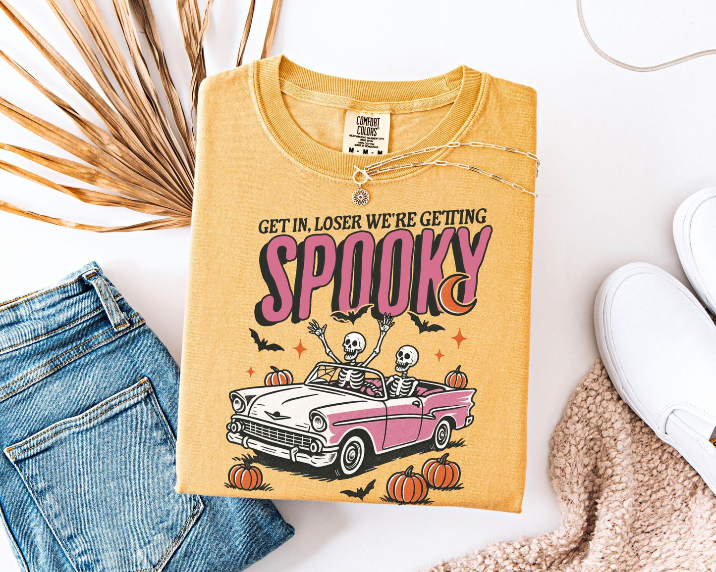 Get In Loser We’re Going Spooky Shirt, Skeletons in Car Comfort
