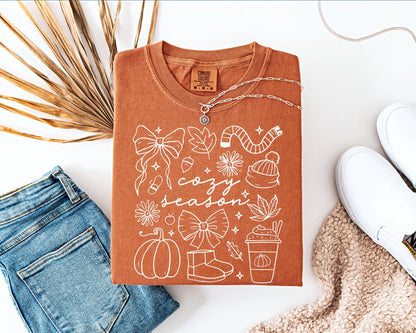 Cozy Season Comfort Colors Shirt, Fall Winter Clipart , Autumn