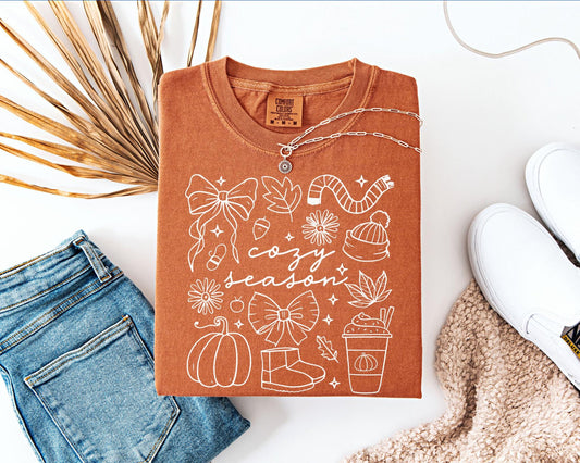 Cozy Season Comfort Colors Shirt, Fall Winter Clipart , Autumn