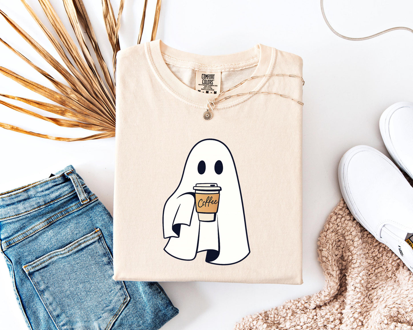 Ghost Holding Coffee Shirt, Halloween Coffee Shirt, Spooky