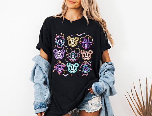 Neon Spooky Mickey Halloween Shirt, Comfort Colors Disney ,