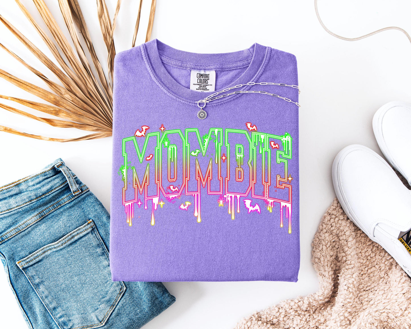 Mombie Halloween Shirt, Neon Zombie Mom , Funny Spooky Season ,