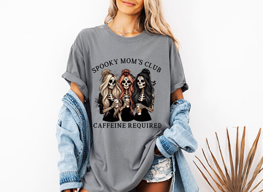 Spooky Moms Club Shirt | Caffeine Required Skeleton Mom |