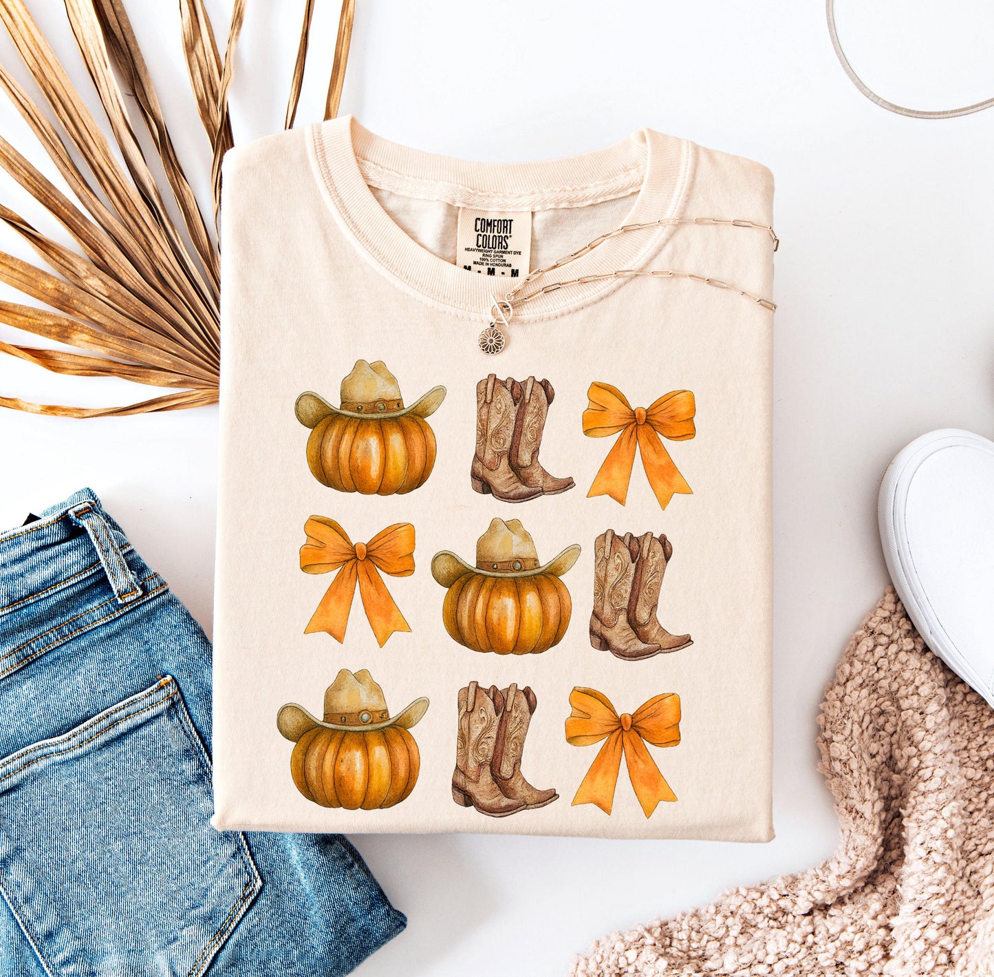 Pumpkin Cowgirl Boots Comfort Colors Shirt | Western Fall