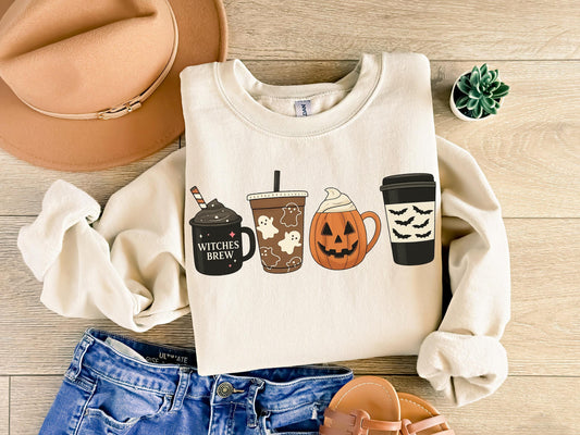 Spooky Coffee Sweater | Halloween Cozy Pullover | Ghost Coffee