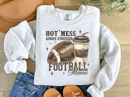 Hot Mess Stressed Football Mama Sweater, Cute Game Day Mom