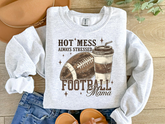 Hot Mess Stressed Football Mama Sweater, Cute Game Day Mom