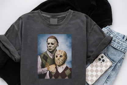 Michael Myers and Jason Shirt, Retro Horror Movie Icons , Funny