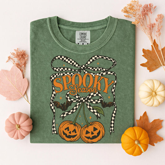 Spooky Season Shirt, Cute Halloween Bow Pumpkin , Comfort Colors
