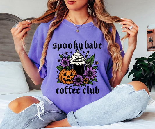 Spooky Babe Coffee Club Shirt, Halloween Comfort Colors , Cute