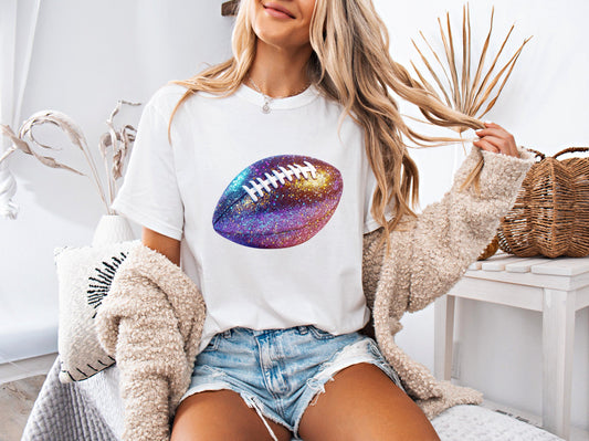 Shiny Purple Blue Football Shirt | Sparkle Game Day Shirt | Cute