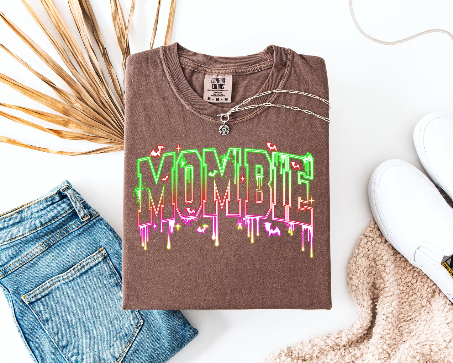 Mombie Halloween Shirt, Neon Zombie Mom , Funny Spooky Season ,