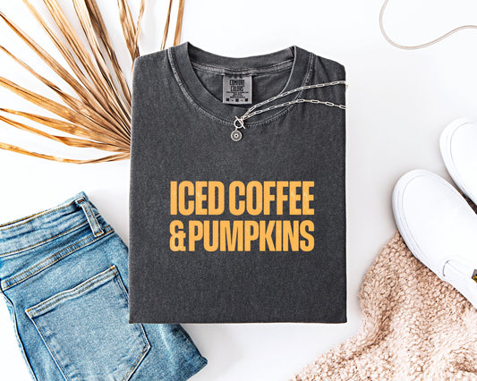 Iced Coffee and Pumpkins Shirt, Fall Pumpkin Spice , Comfort