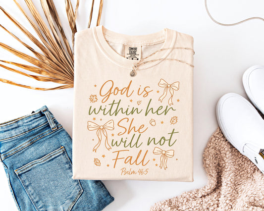 God Is Within Her Shirt, Psalm 46:5 Scripture , Christian Fall