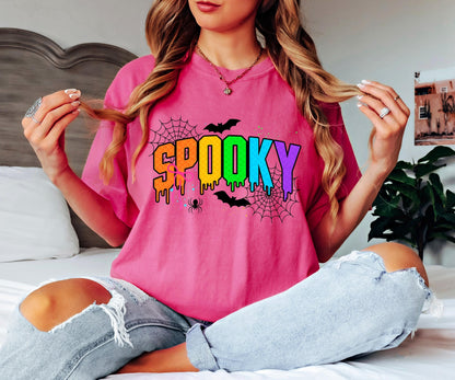 Spooky Rainbow Halloween Shirt, Colorful Comfort Colors , Cute