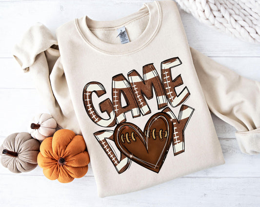 Game Day Heart Football Sweatshirt, Cute Fall Game Day Pullover,